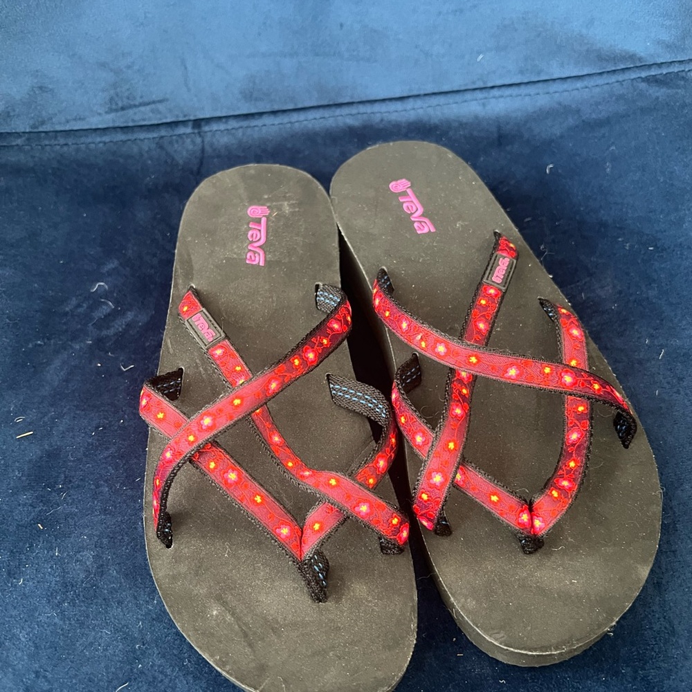Teva Madelyn Red and Black Sandals